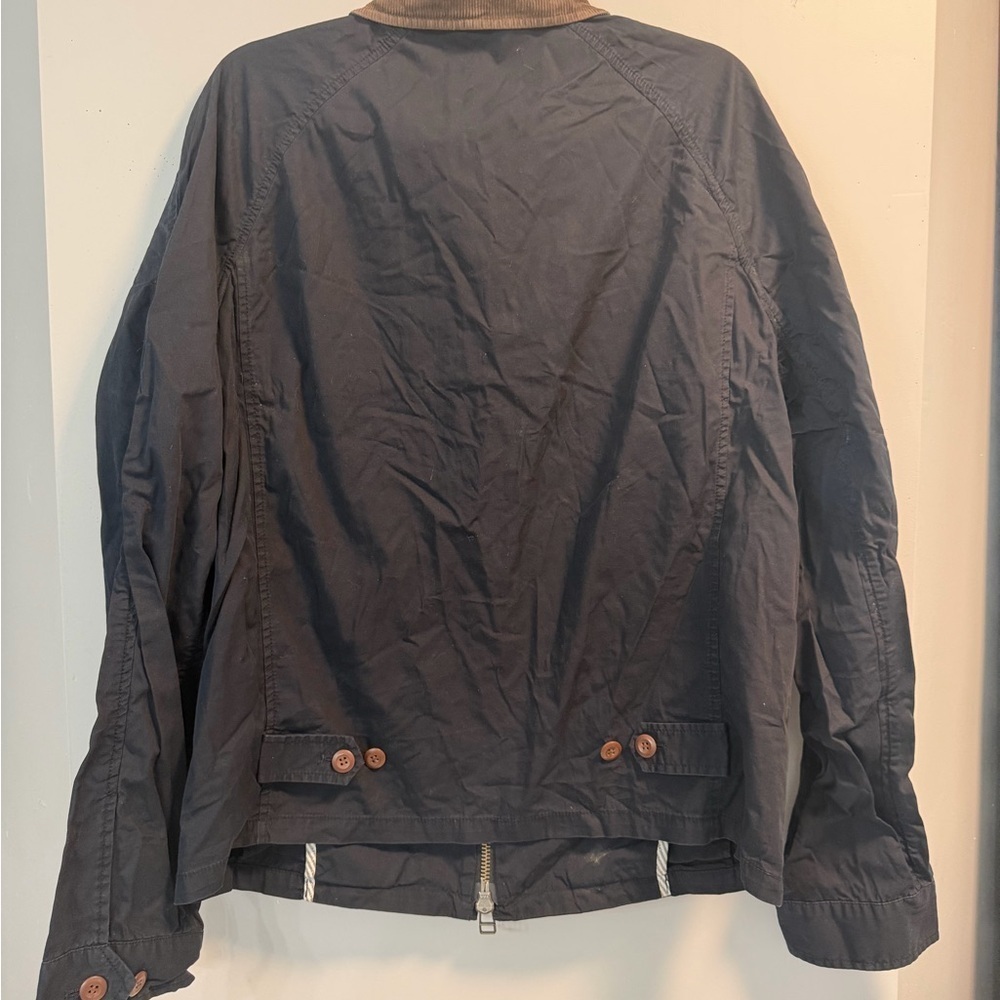 Club Monaco Women’s XL Navy Blue Canvas Jacket w/Tan Corduroy Collar 100% Cotton - Picture 8 of 8